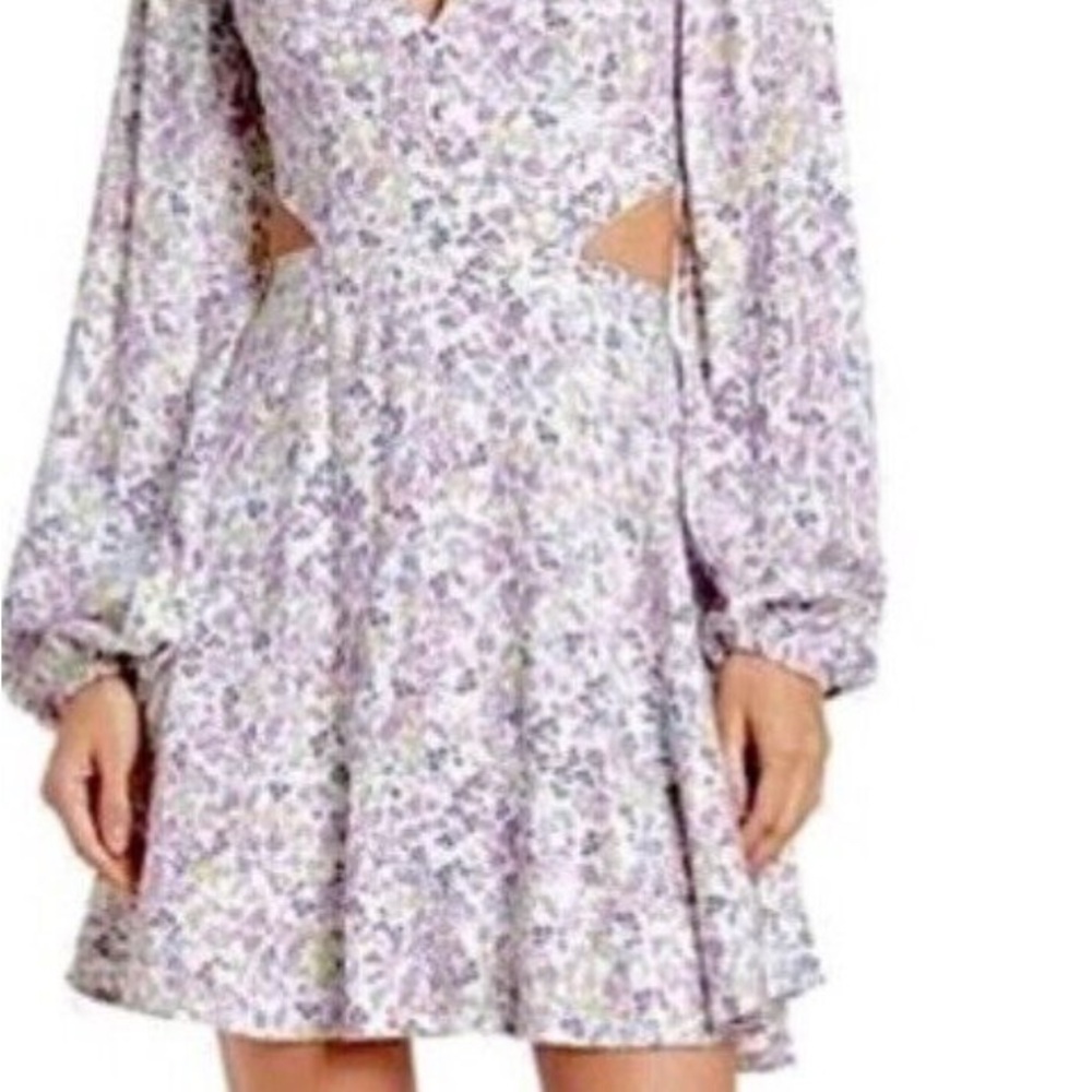 AFRM Revolve‎ Sean Purple/White Long Sleeve Cutout Dress Women's NWT Size 1X/1T